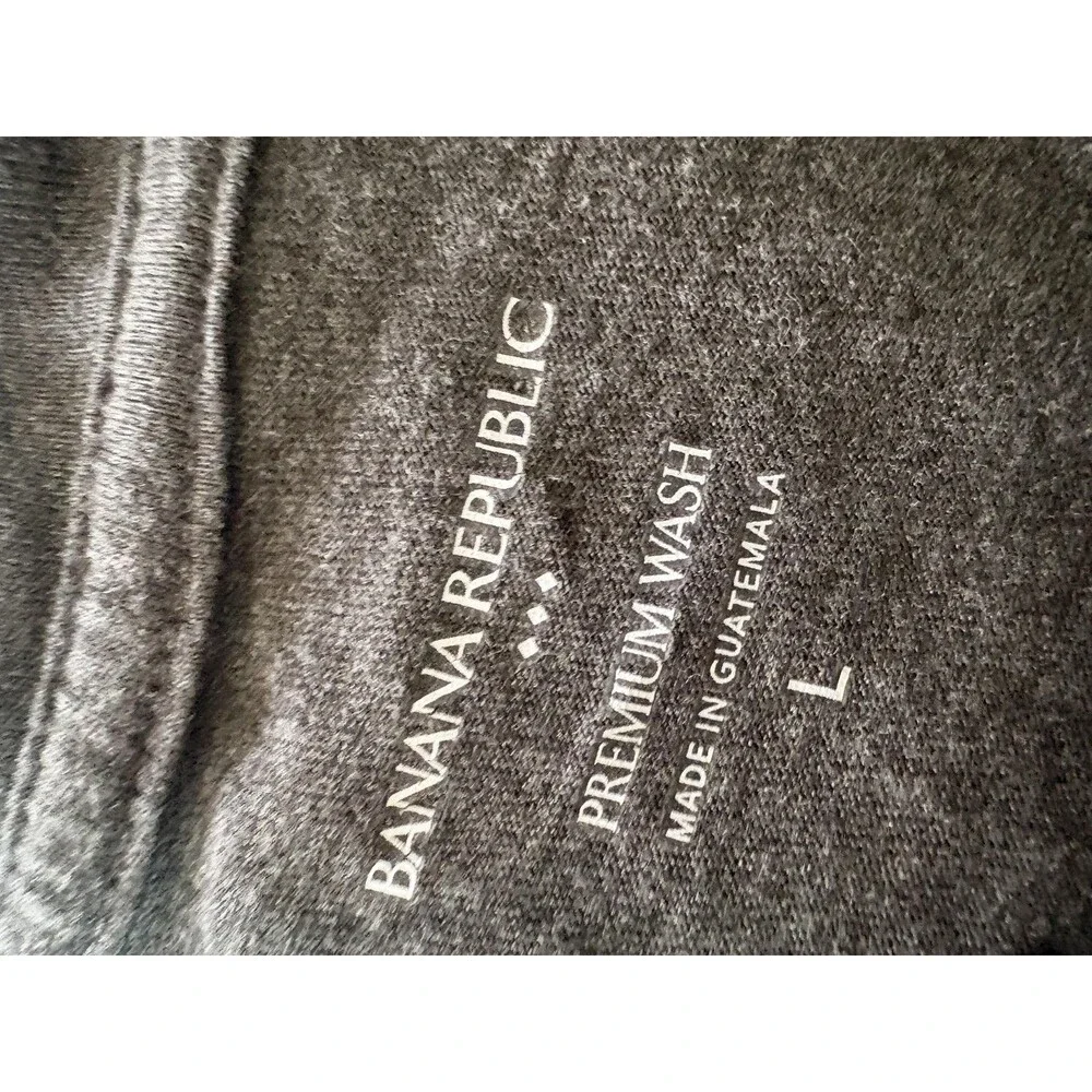 Banana Republic Shirt Mens Large Gray Tagless Crew Neck Cotton Polyester Jersey